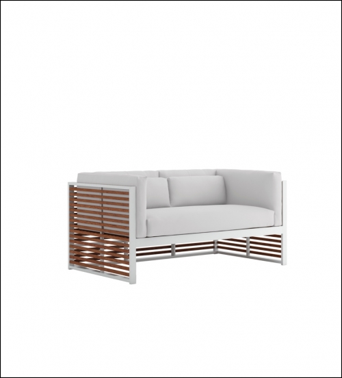 dna teak 2 seat sofa white 1 1 500x552 - Sofa 2-Sitzer DNA Teakholz - Gandia Blasco